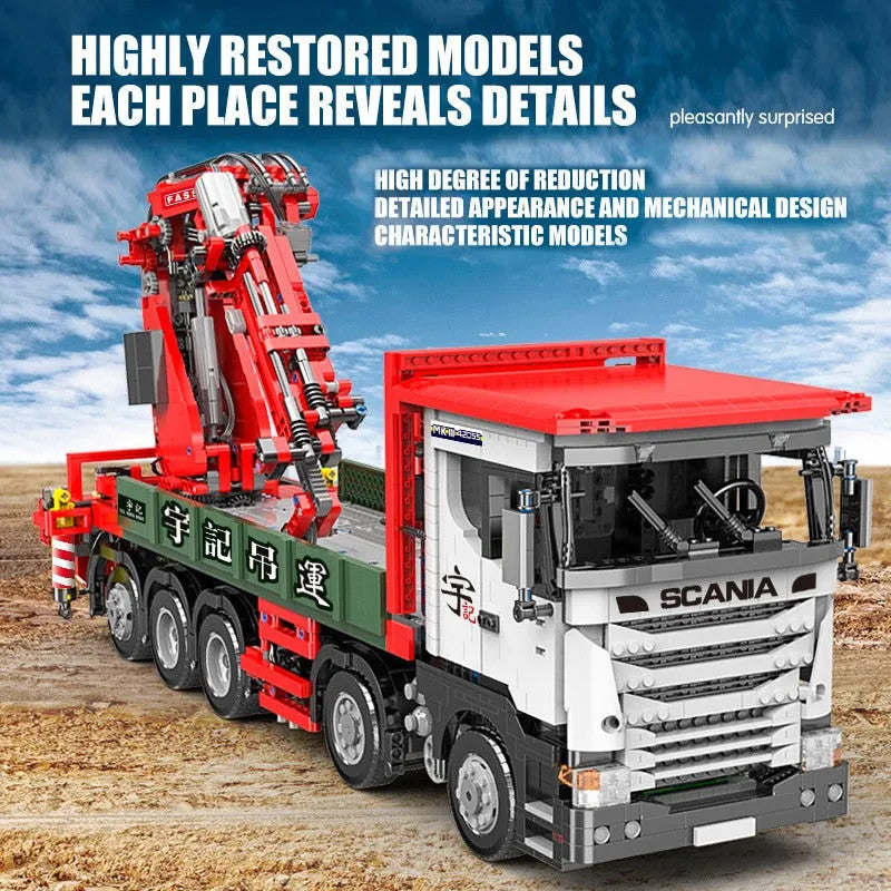 MOC APP Motorized Scania Crane Lorry RC Truck Bricks Toys