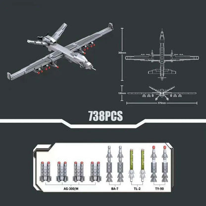 Military Unmanned Drone Wing Loong UAV-2 Bricks Toy