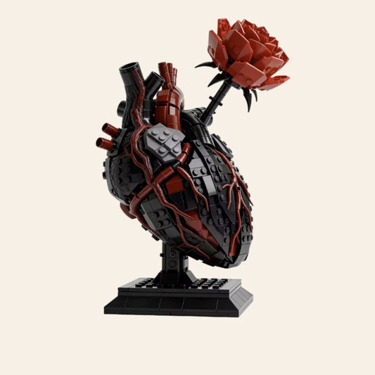 NEW Heart Flower Bouquet Building Blocks Set Botanical Model Adults Gift Decor