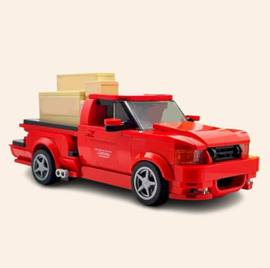 NEW Red Pickup Truck Building Blocks Set Model Adults MOC Classic Vehicle Toy