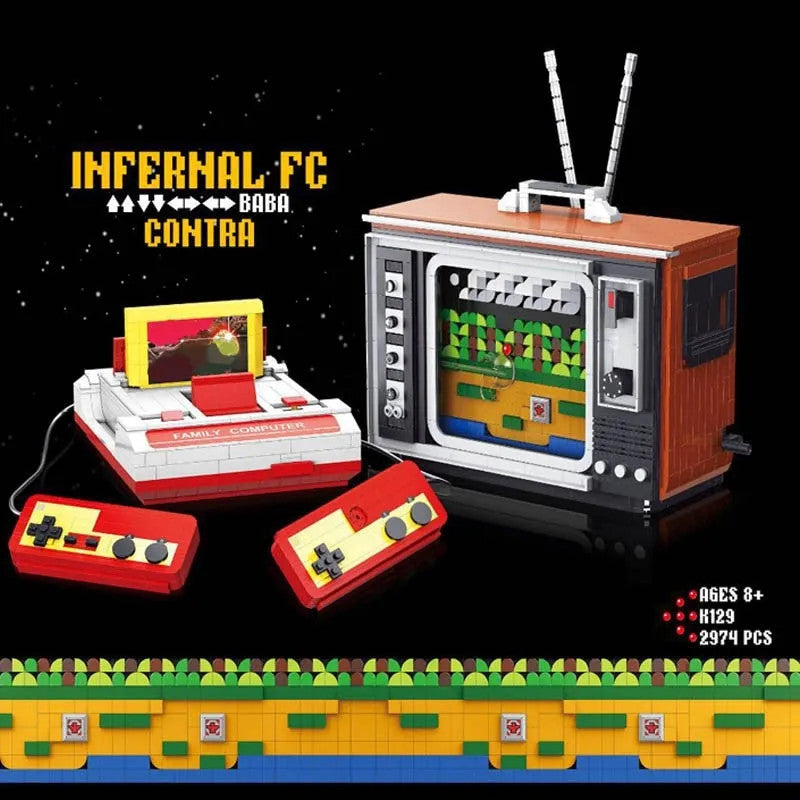 Creator MOC Experts Infernal FC Contra Retro TV Game Bricks Toy