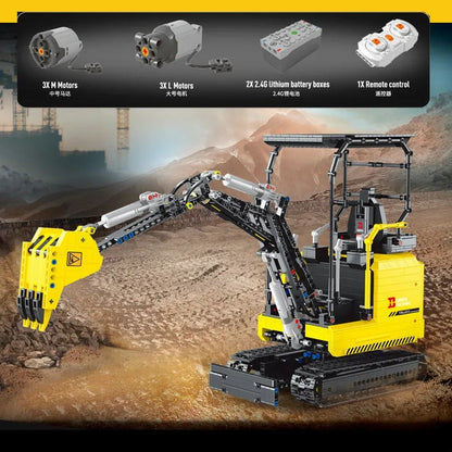 MOC APP Motorized RC Mini Excavator Truck Bricks Toys