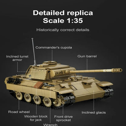 Military WW2 RC Motorized Panther Tank Bricks Toy