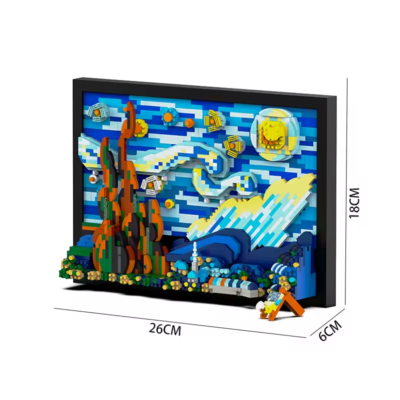 New 1731pcs Van Gogh Starry Night Painting Building Block 3D Art DIY Frame Set