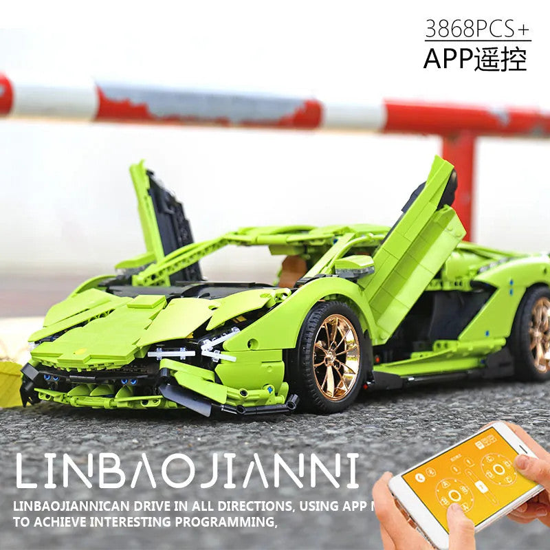 MOC APP RC Lamborghini Hyper Racing Car Bricks Toys 13057