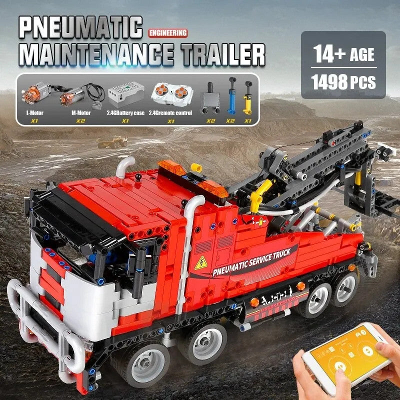 Tech RC APP Pneumatic City Service Truck Bricks Toy 19001