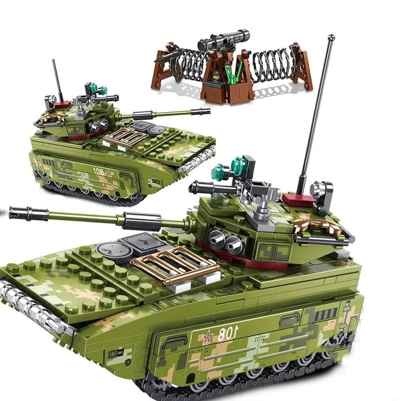 Military MOC WW2 Amphibious Assault Vehicle Bricks Toys