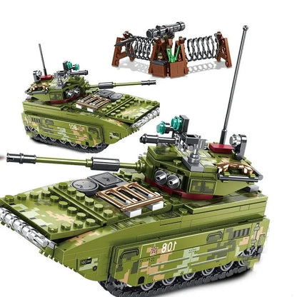 Military MOC WW2 Amphibious Assault Vehicle Bricks Toys