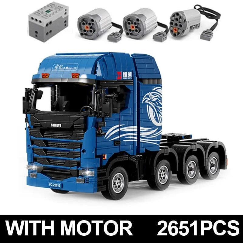 Tech MOC APP Motorized RC Trailer S Truck Bricks Toy
