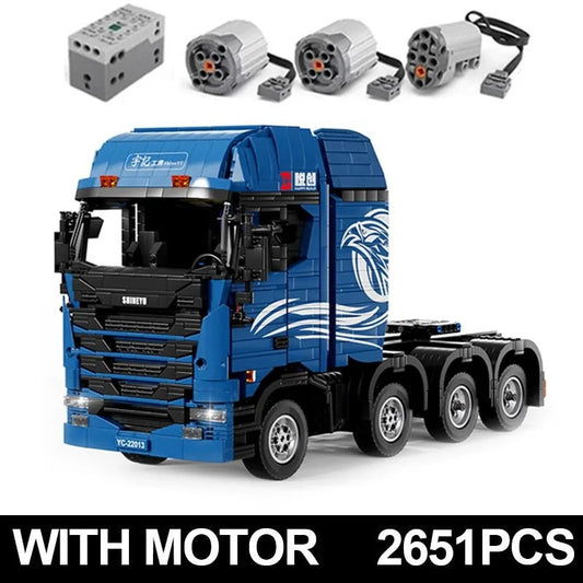 Tech MOC APP Motorized RC Trailer S Truck Bricks Toy