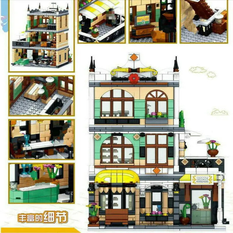 MOC Creator Expert City Rome Restaurant Bricks Toy