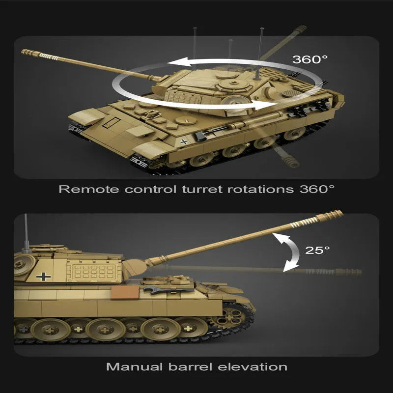 Military WW2 RC Motorized Panther Tank Bricks Toy