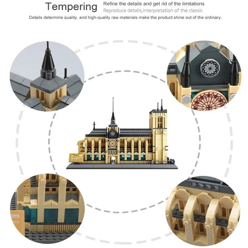 MOC Architecture Paris Notre Dame Cathedral Bricks Toy