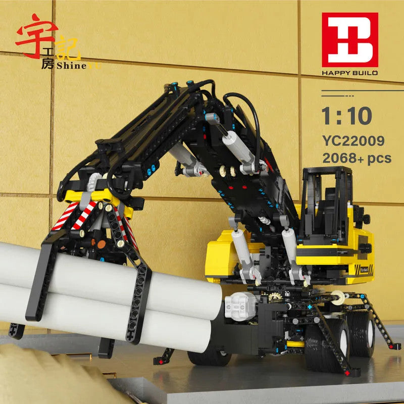 Tech MOC RC APP Motorized Grabber Crane Truck Bricks Toy