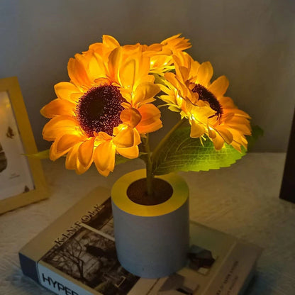 NEW Siluyado Artificial Sunflower Night Light, USB Rechargeable Flower Lamp