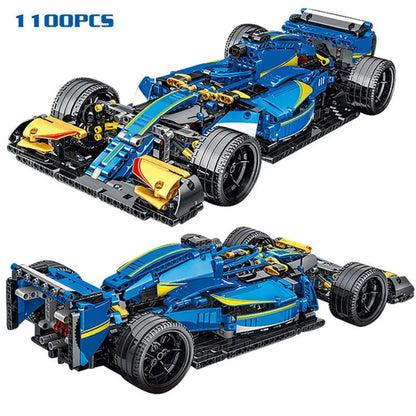 MOC Tech Blue Alternate F1 Racing Car Bricks Toy 023007