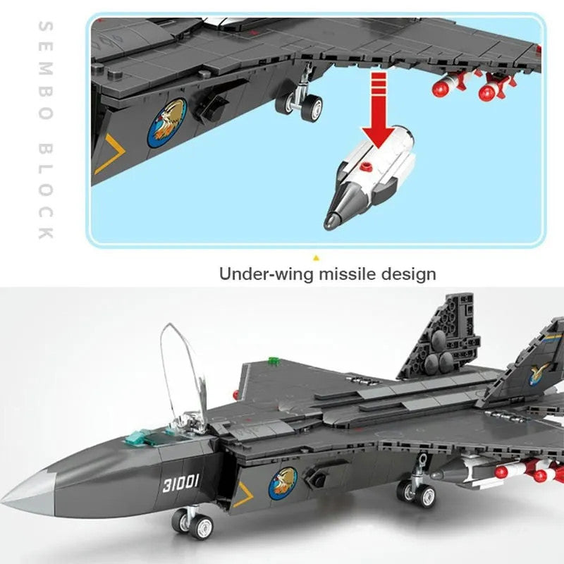 Military MOC FC-31 Fighter Aircraft Jet Bricks Toy
