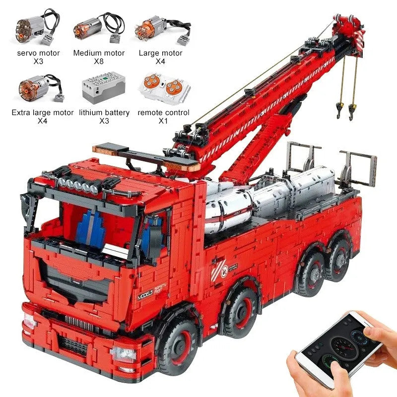 MOC 19008 Tech RC Heavy Rescue Tow Truck Bricks Toy