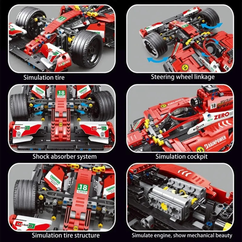 Tech MOC F1 Alternate Super Racing Car Bricks Toy T2018