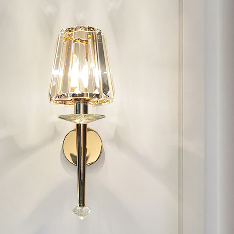 Metal Steel Crystal Ball Cylinder 1-Light Wall Sconce Lamp