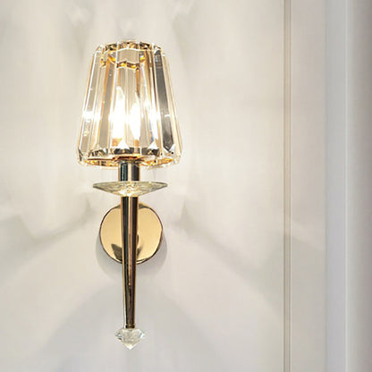 Metal Steel Crystal Ball Cylinder 1-Light Wall Sconce Lamp