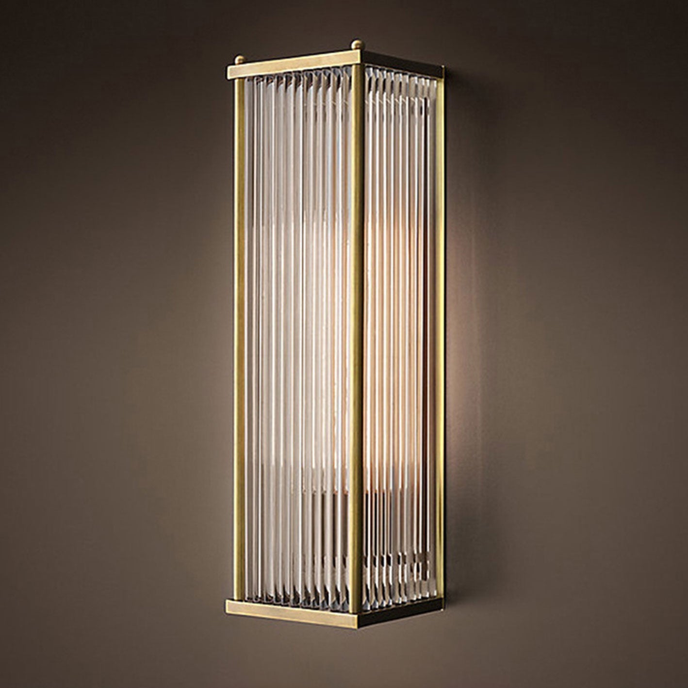 Light Rectangular Hardware Glass 1-Light Wall Sconce Lamp