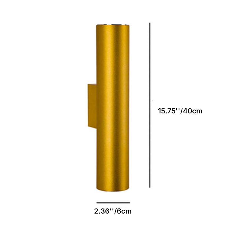Round Aluminum Cylindrical 2-Light Wall Sconce Lamp