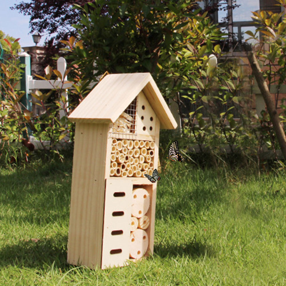 Wooden Bee House Insect Shelter for Gardens