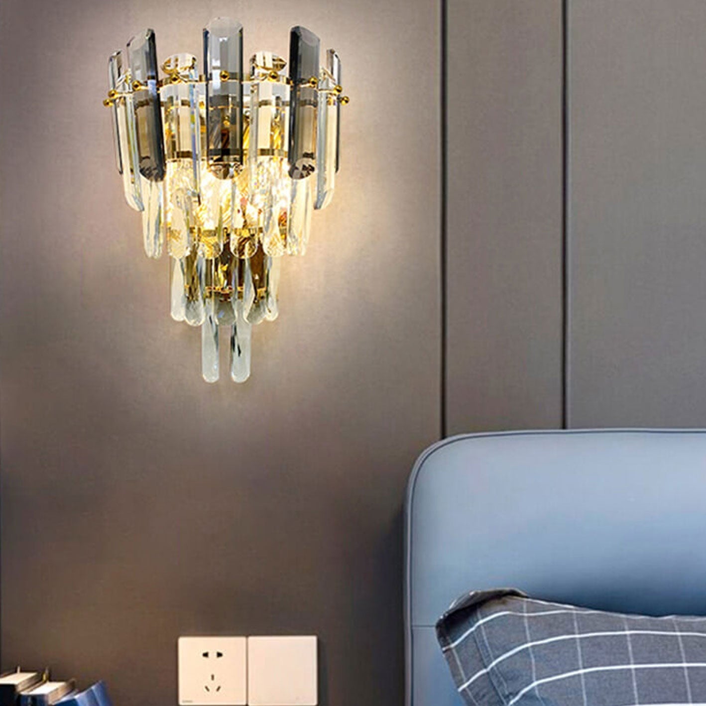 Luxury Crystal Multi-Layer Column 1-Light Wall Sconce Lamp
