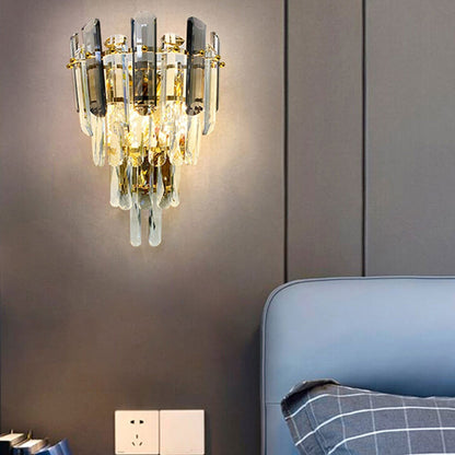 Luxury Crystal Multi-Layer Column 1-Light Wall Sconce Lamp