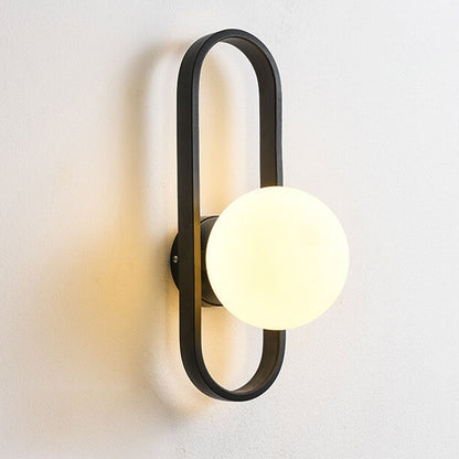 Minimalist Oval Ring Iron Glass 1-Light Wall Sconce Lamp
