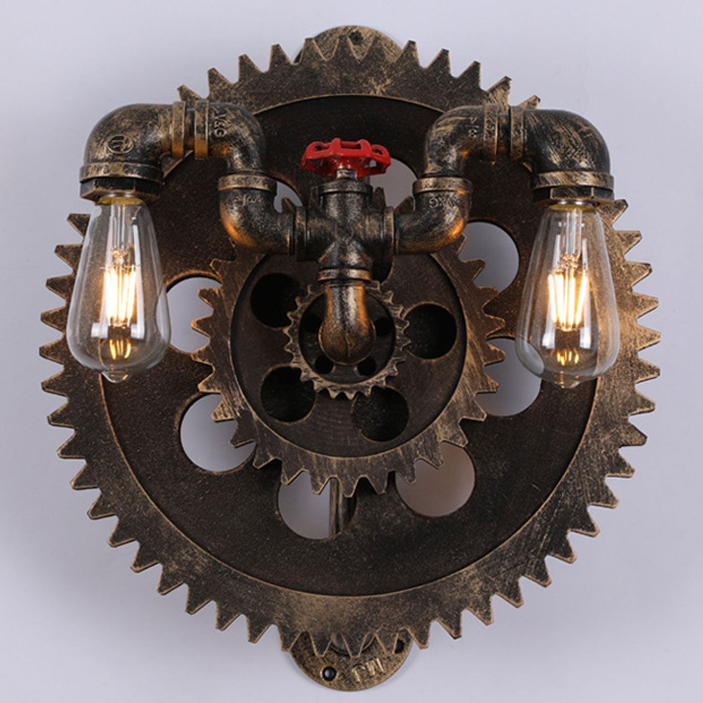Gear-shaped Wrought Iron 1/2-Light Wall Sconce Lamp