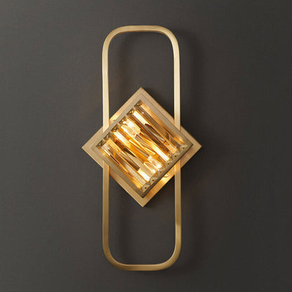 Brass Crystal Geometric Ring 2/3 Light Wall Sconce Lamp