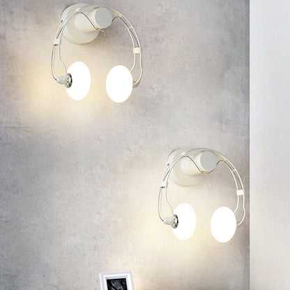 Glass Creative Headphone Design 2-Light Wall Sconce Lamp