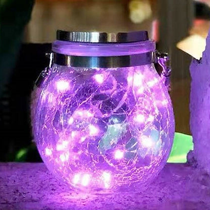 Cracked Glass Jar Waterproof Solar Copper Wire LED Outdoor Garden Landscape Light