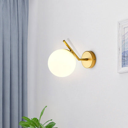 Minimalist Glass Ball Curve Lamp Arm 1-Light Wall Sconce