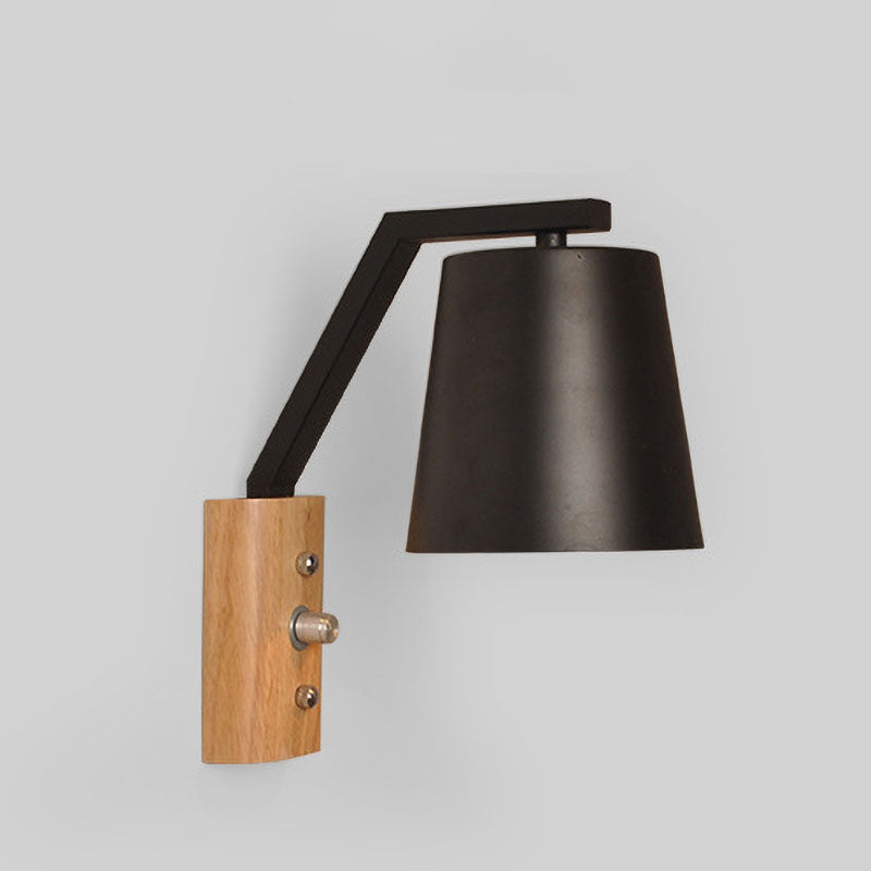 Nordic Solid Wood Cylindrical 1-Light Wall Sconce Lamp