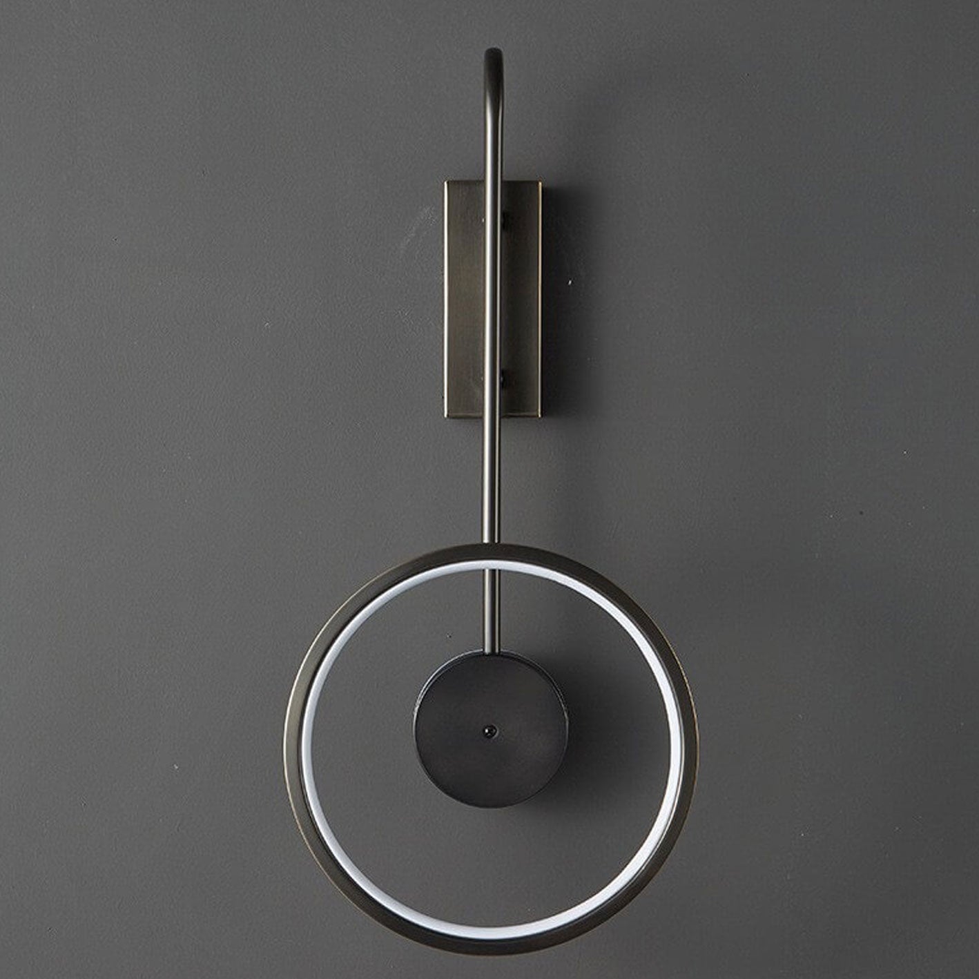 Light Full Copper Circle Curved Arm LED Wall Sconce Lamp