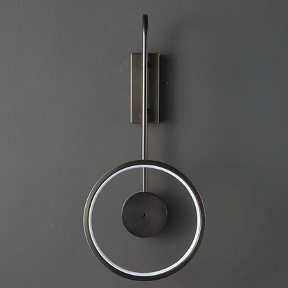 Light Full Copper Circle Curved Arm LED Wall Sconce Lamp