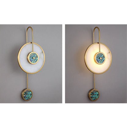 Luxury Marble Round Shell Curved Arm LED Wall Sconce Lamp