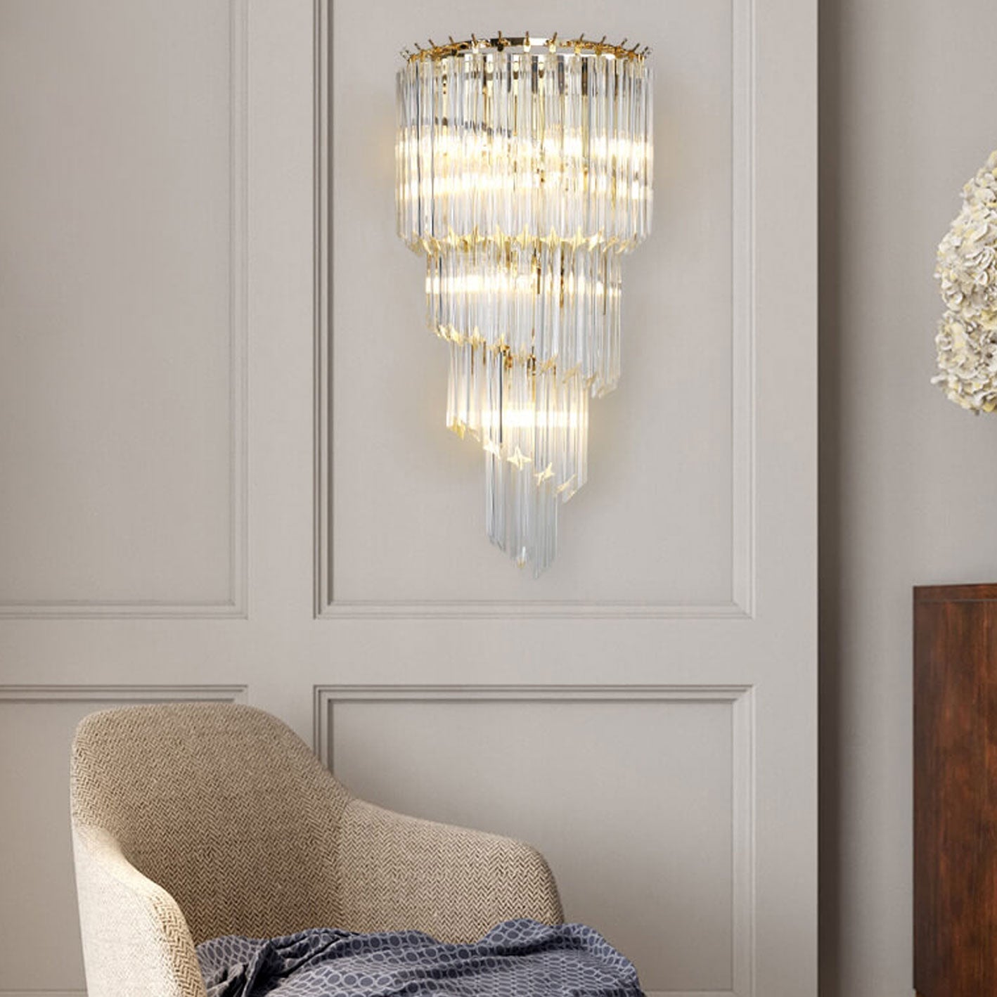 Modern Luxury Crystal Four Layers 4-Light Wall Sconce Lamp