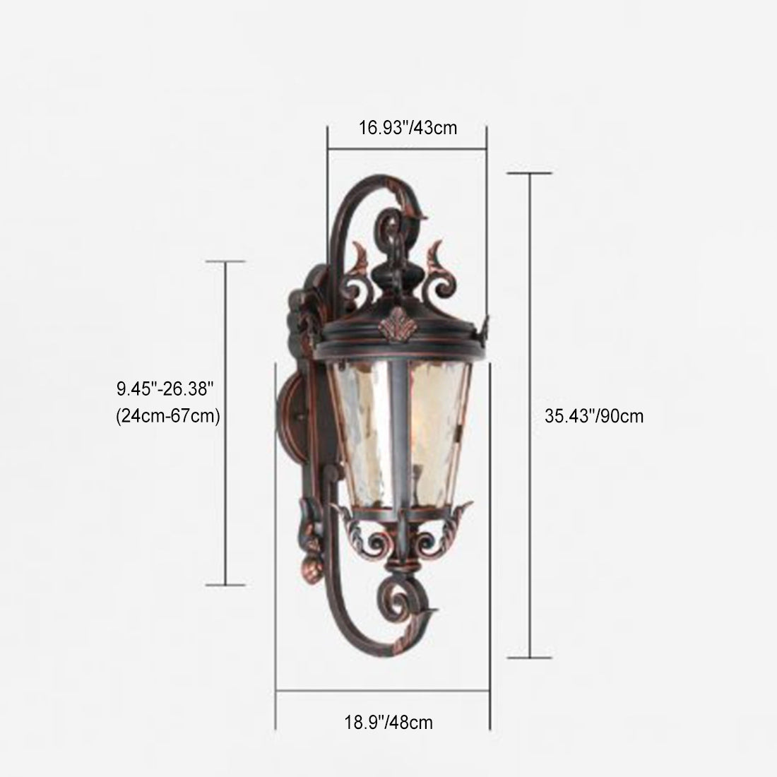 Waterproof Aluminum Glass Cylinder 1-Light Wall Sconce Lamp