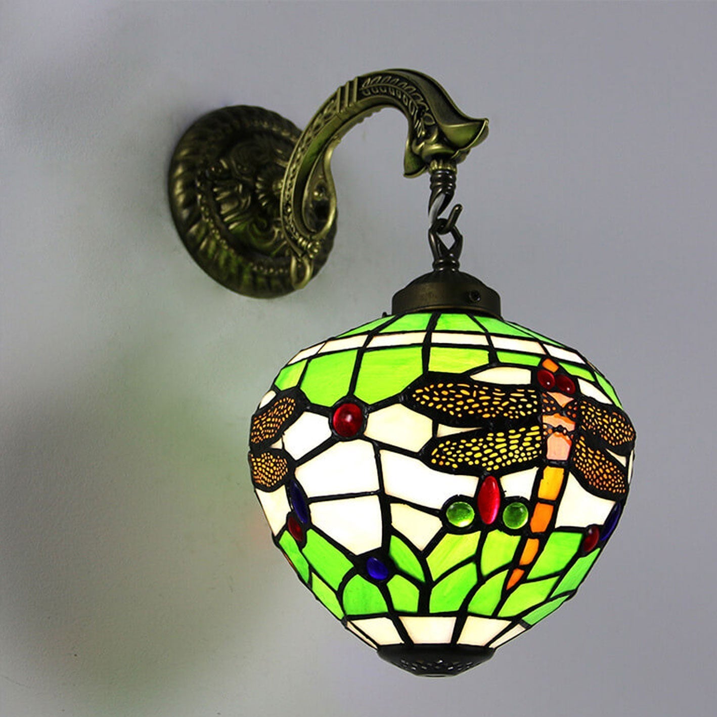 Tiffany Globe Stained Glass 1-Light Wall Sconce Lamp