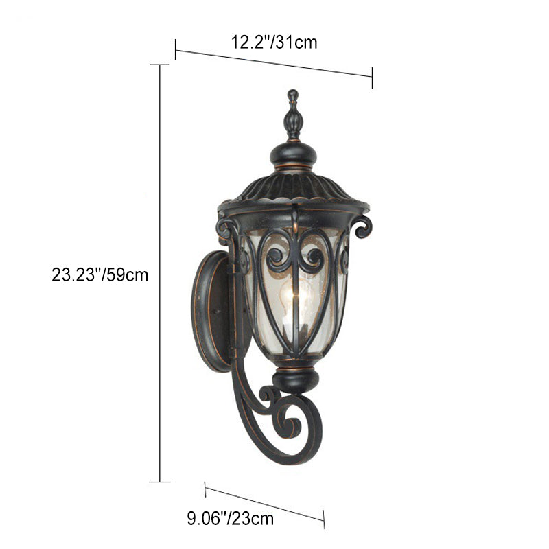 Waterproof Aluminum Glass 1-Light Outdoor Wall Sconce Lamp