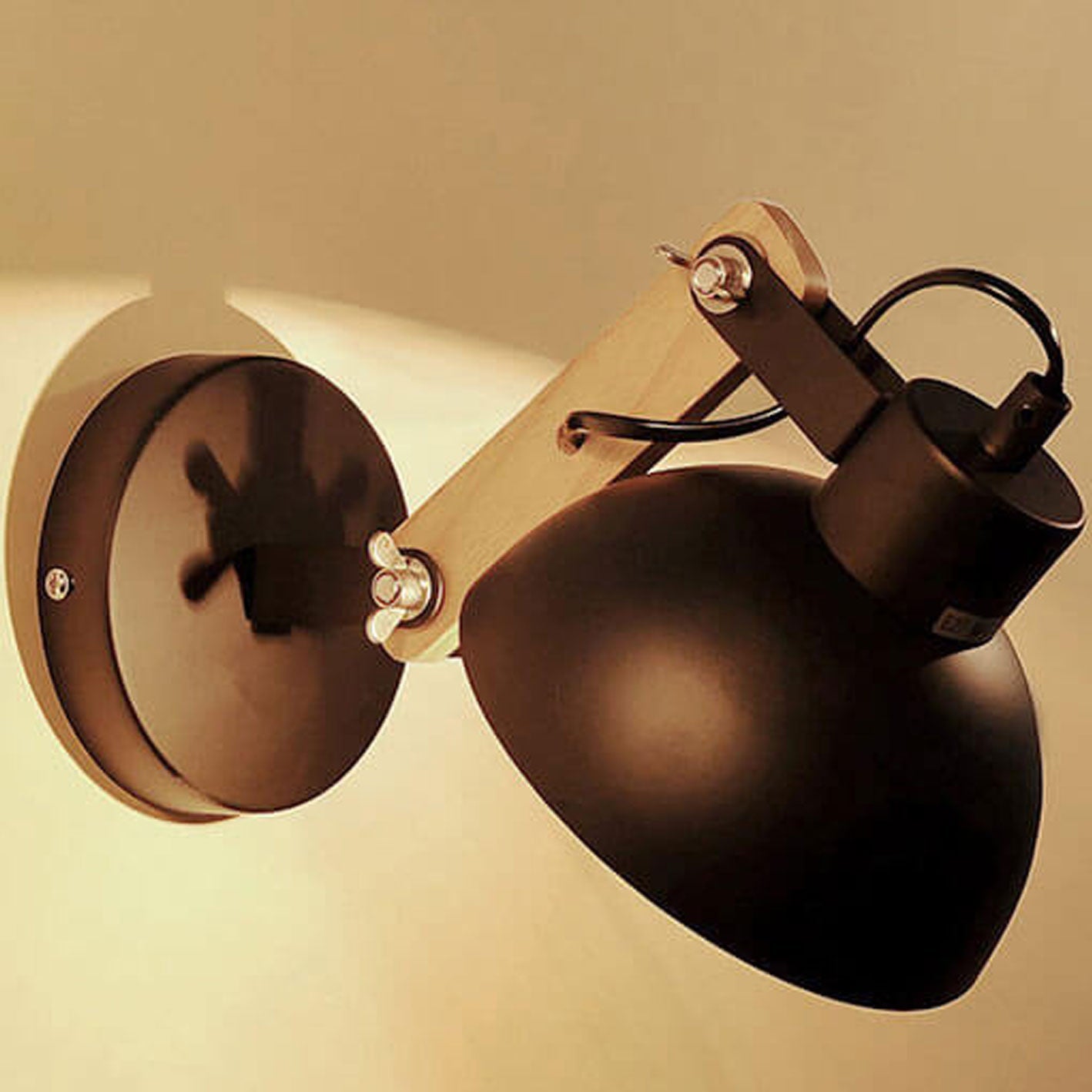 Semicircle Solid Wood Wrought Iron 1-Light Wall Sconce Lamp