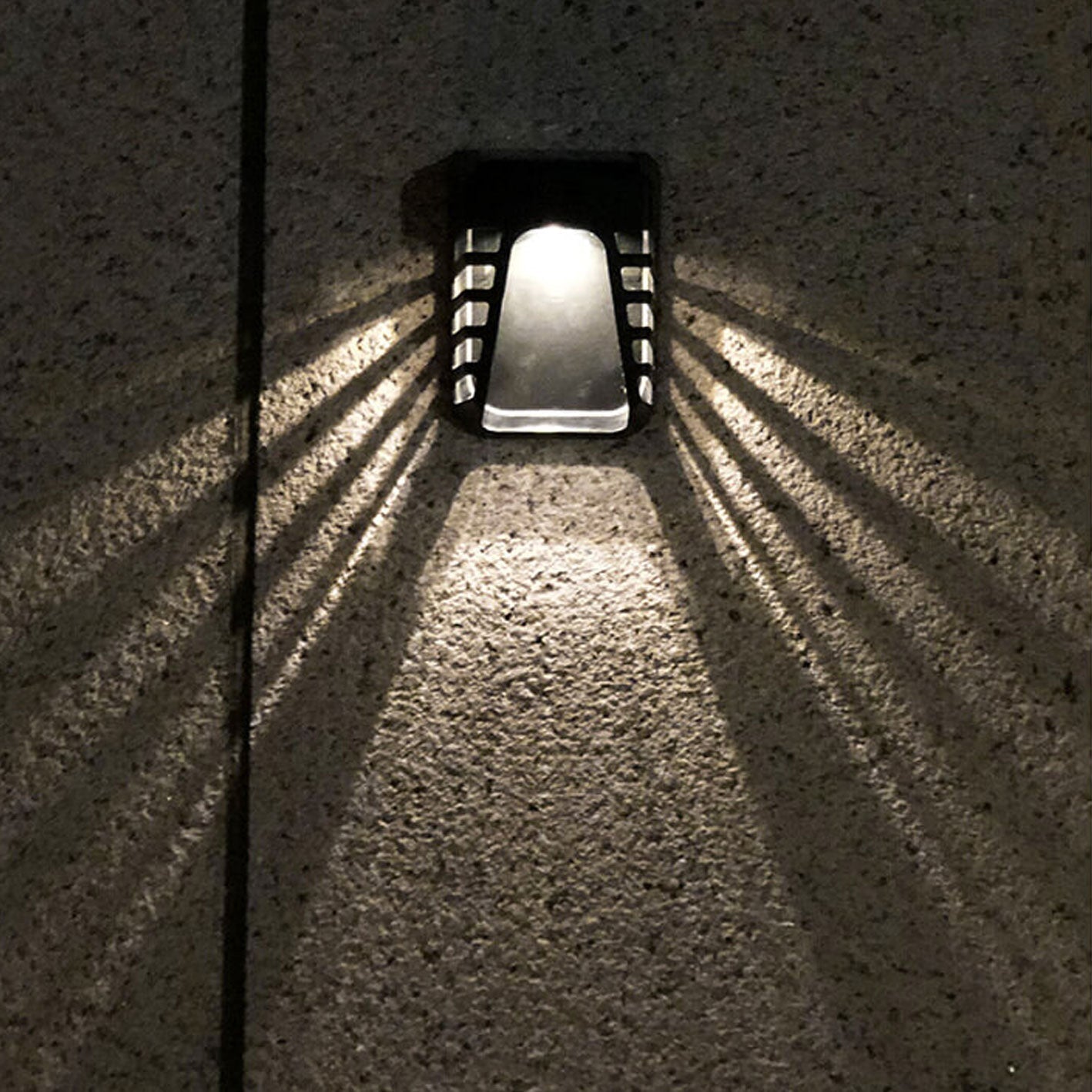 Solar Square Striped Design Outdoor Fence Wall Sconce Lamp