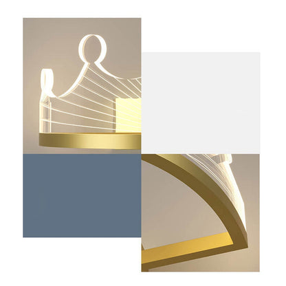 Light Luxury Crown Gold Iron Acrylic LED Wall Sconce Lamp