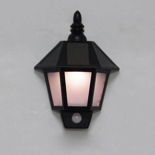 Solar Human Smart Sensor Light Black LED Wall Sconce Lamp