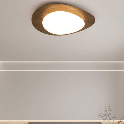 Nordic Iron Wood Grain Pebble LED Flush Mount Light