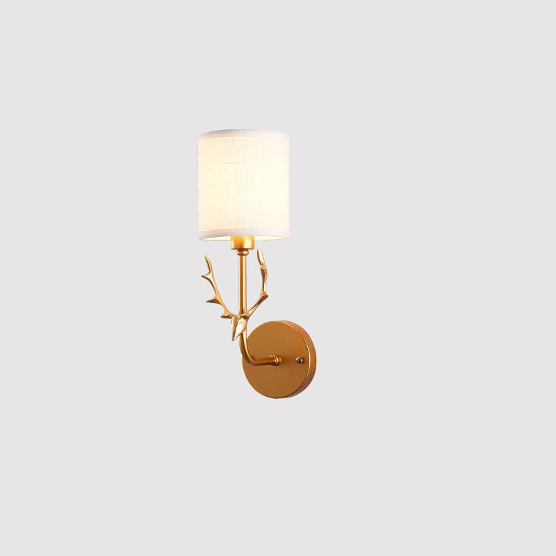 Industrial Fabric Deer Head Design 1-Light Wall Sconce Lamp